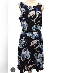 Elle Floral Sleeveless Dress - Black and Blue Size 4